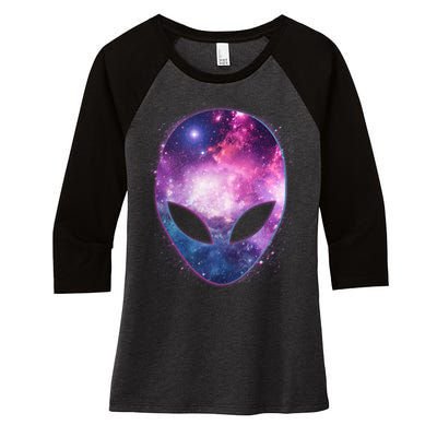 Alien Galaxy Face Women's Tri-Blend 3/4-Sleeve Raglan Shirt