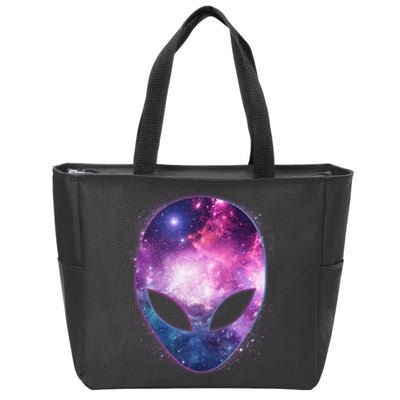 Alien Galaxy Face Zip Tote Bag