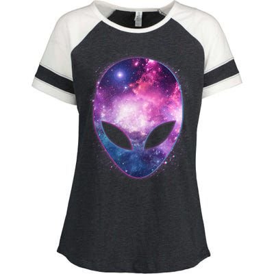 Alien Galaxy Face Enza Ladies Jersey Colorblock Tee