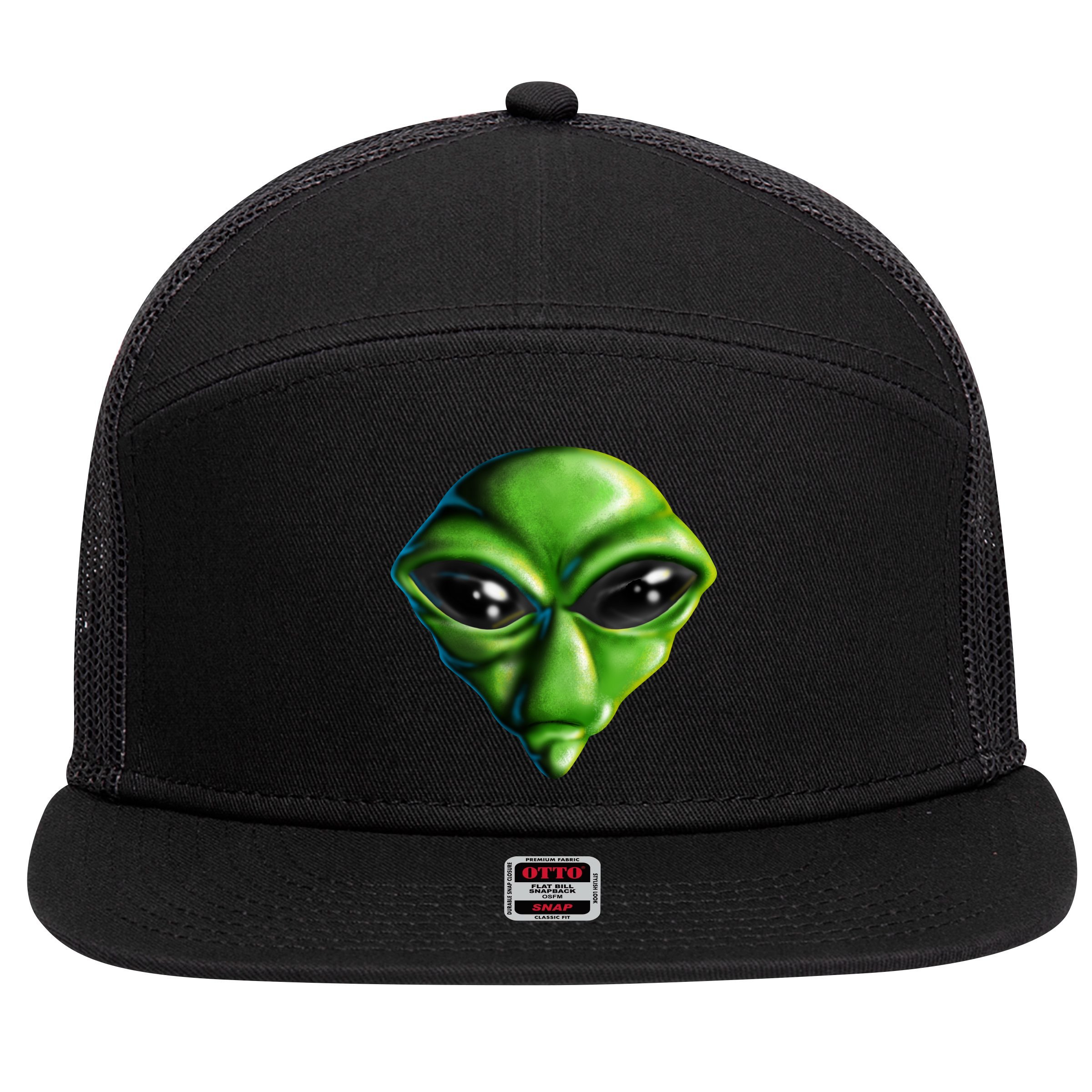 Alien Head 7 Panel Mesh Trucker Snapback Hat