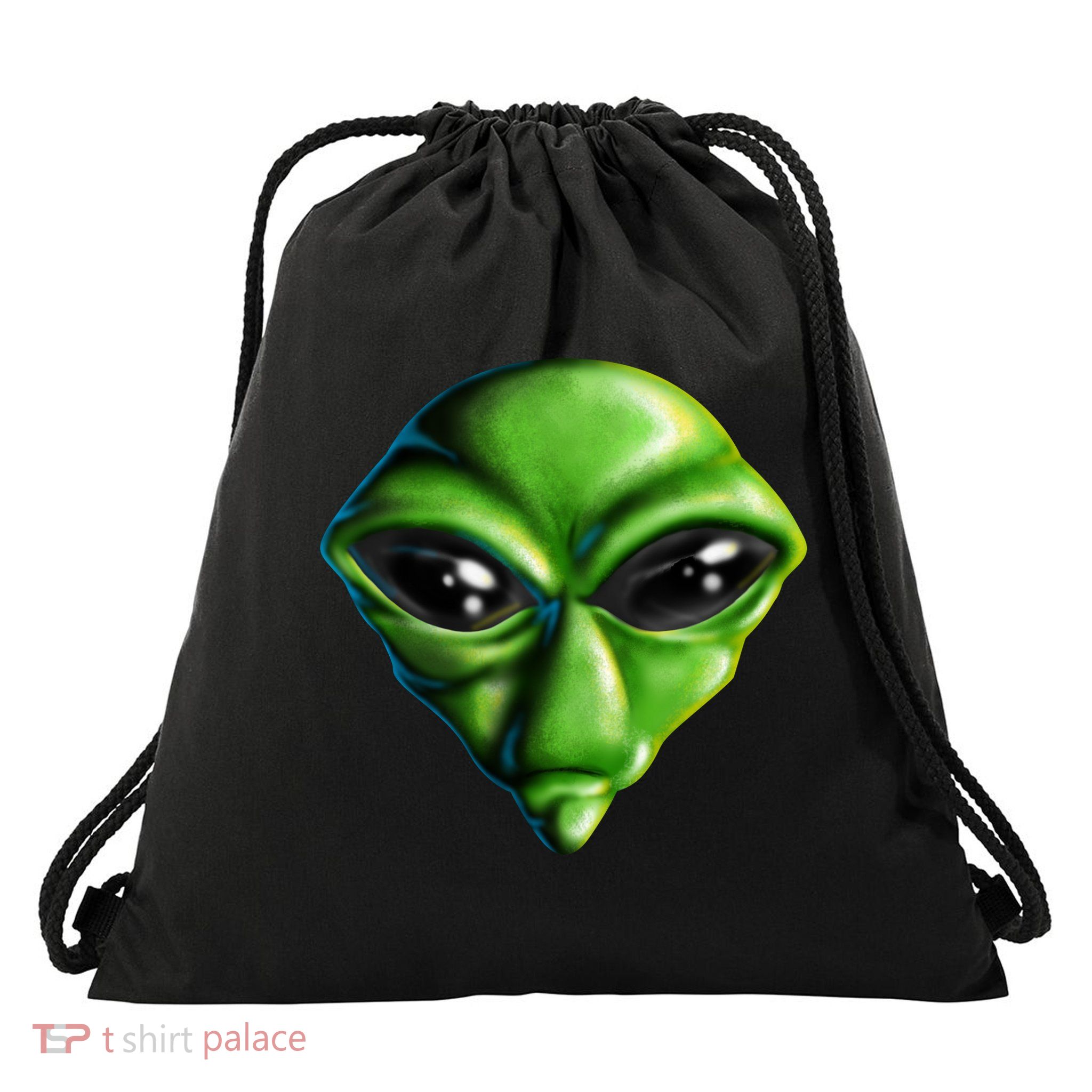 Alien Head Drawstring Bag