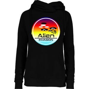 Alien Invasion Womens Funnel Neck Pullover Hood