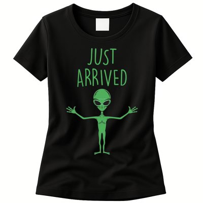 Alien Just Arrived Womens T-Shirt