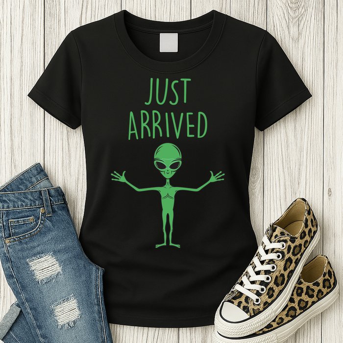Alien Just Arrived Womens T-Shirt