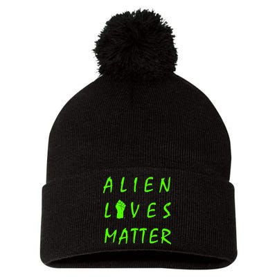 Alien Lives Matter Pom Pom 12in Knit Beanie