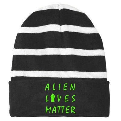 Alien Lives Matter Striped Beanie with Solid Band