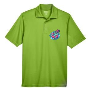 Alien On Flamingo Floaty Funny Men's Origin Performance Pique Polo