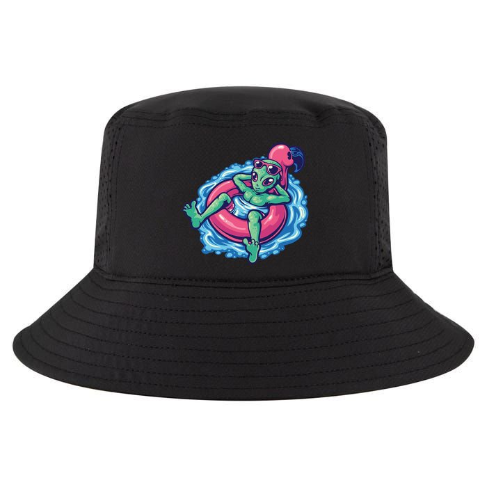 Alien On Flamingo Floaty Funny Cool Comfort Performance Bucket Hat