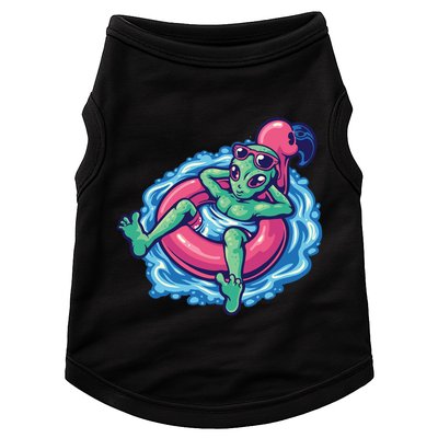 Alien On Flamingo Floaty Funny Doggie Tank