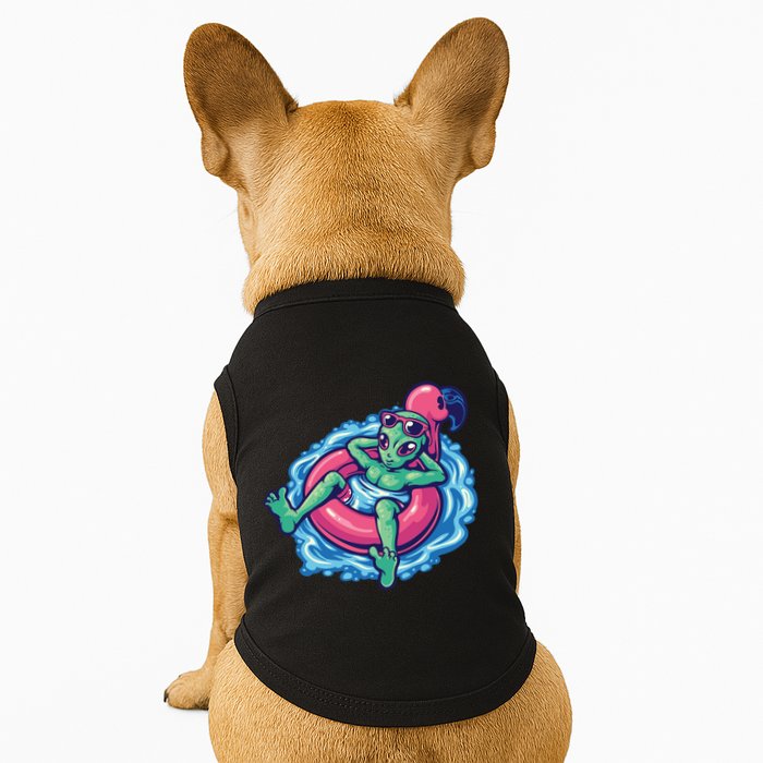 Alien On Flamingo Floaty Funny Doggie Tank