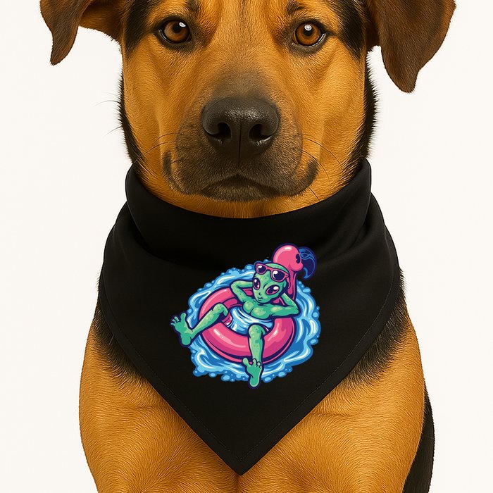 Alien On Flamingo Floaty Funny USA-Made Doggie Bandana