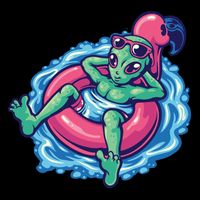 Alien On Flamingo Floaty Funny USA-Made Doggie Bandana