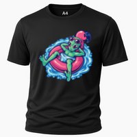 Alien On Flamingo Floaty Funny Performance Shirt