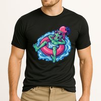 Alien On Flamingo Floaty Funny Performance Shirt