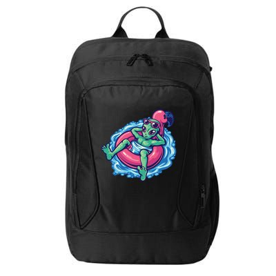 Alien On Flamingo Floaty Funny City Backpack