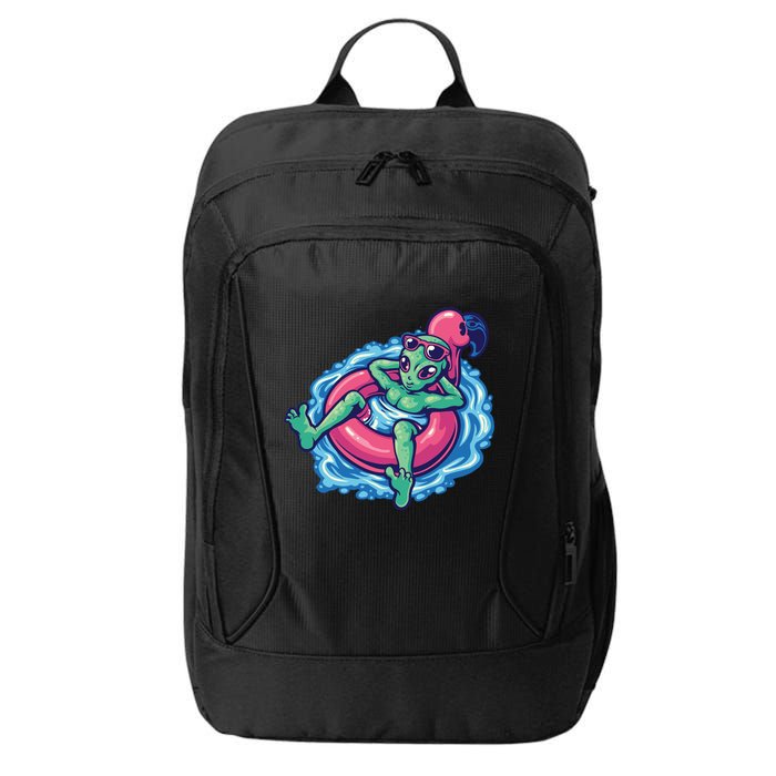 Alien On Flamingo Floaty Funny City Backpack