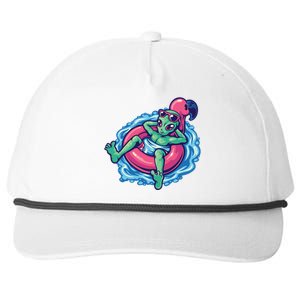 Alien On Flamingo Floaty Funny Snapback Five-Panel Rope Hat