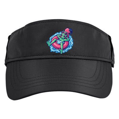Alien On Flamingo Floaty Funny Adult Drive Performance Visor