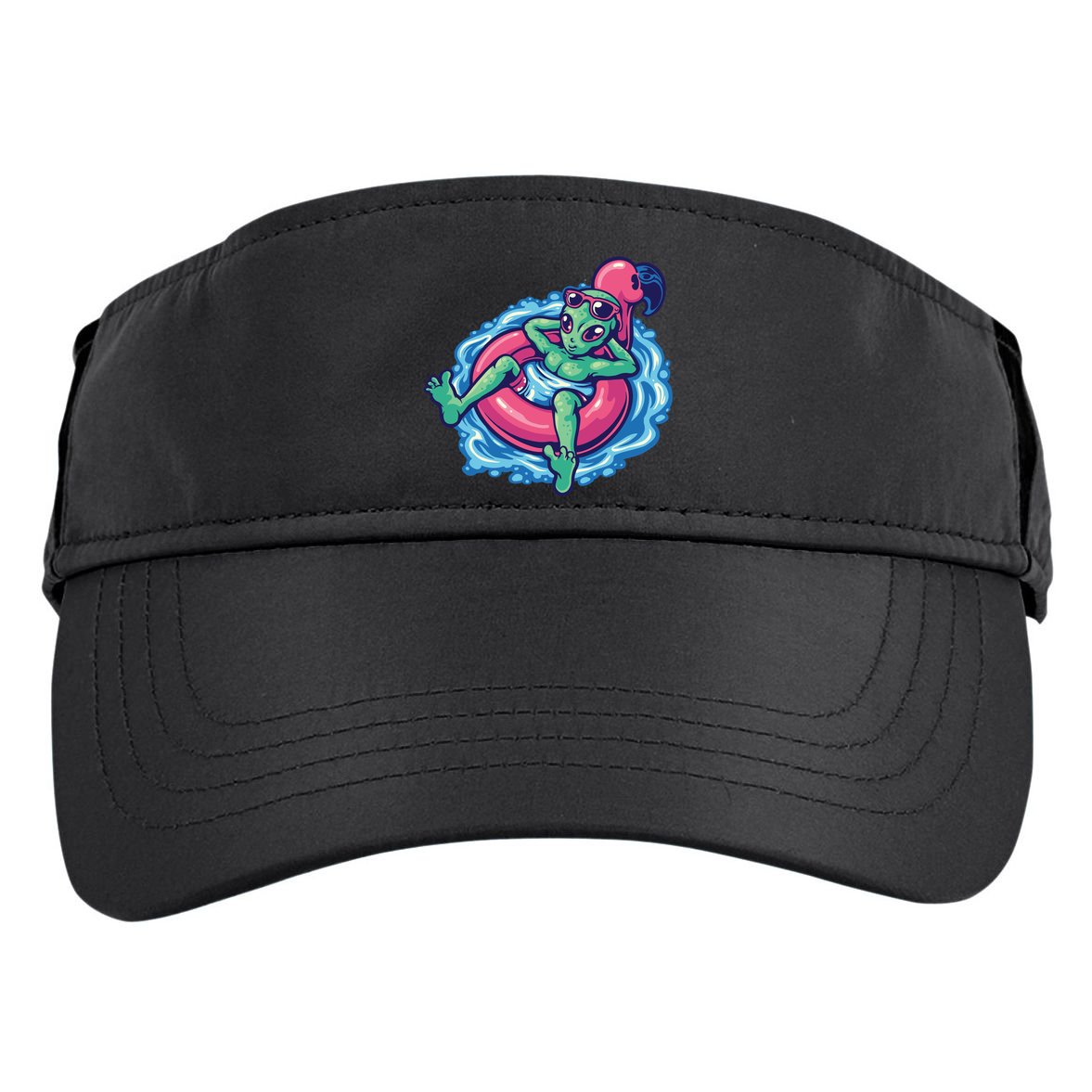 Alien On Flamingo Floaty Funny Adult Drive Performance Visor