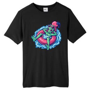 Alien On Flamingo Floaty Funny Tall Fusion ChromaSoft Performance T-Shirt