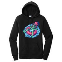 Alien On Flamingo Floaty Funny Women's Pullover Hoodie