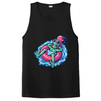 Alien On Flamingo Floaty Funny PosiCharge Competitor Tank