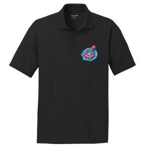 Alien On Flamingo Floaty Funny PosiCharge RacerMesh Polo