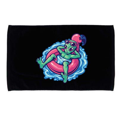 Alien On Flamingo Floaty Funny Microfiber Hand Towel
