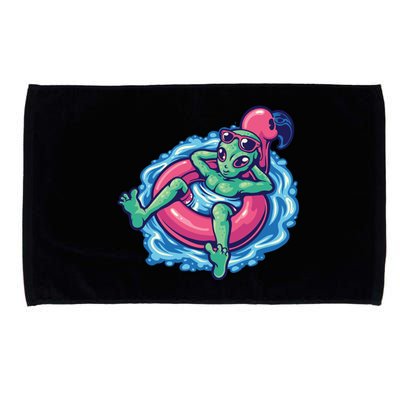 Alien On Flamingo Floaty Funny Microfiber Hand Towel