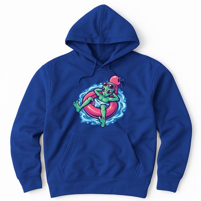 Alien On Flamingo Floaty Funny Hoodie