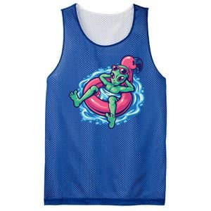 Alien On Flamingo Floaty Funny Mesh Reversible Basketball Jersey Tank