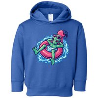 Alien On Flamingo Floaty Funny Toddler Hoodie
