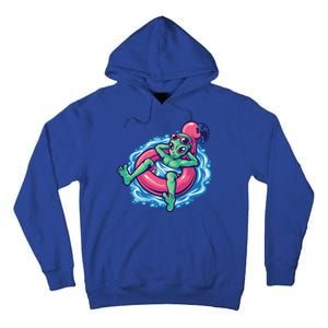 Alien On Flamingo Floaty Funny Tall Hoodie