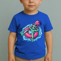 Alien On Flamingo Floaty Funny Toddler T-Shirt