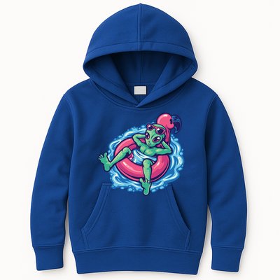 Alien On Flamingo Floaty Funny Kids Hoodie