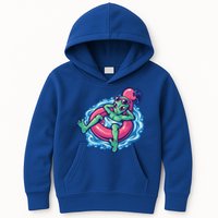 Alien On Flamingo Floaty Funny Kids Hoodie