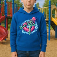 Alien On Flamingo Floaty Funny Kids Hoodie