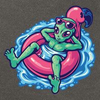 Alien On Flamingo Floaty Funny Cotton Canvas Backpack