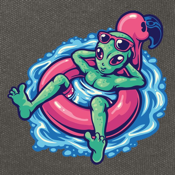 Alien On Flamingo Floaty Funny Cotton Canvas Backpack