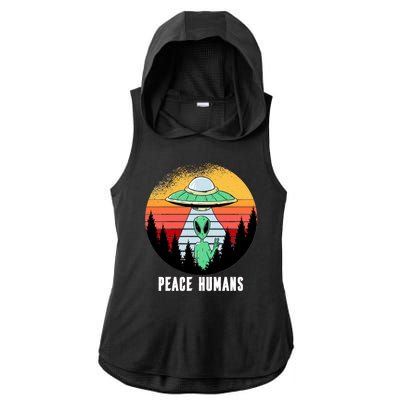 Alien Peace Humans Ladies PosiCharge Tri-Blend Wicking Draft Hoodie Tank