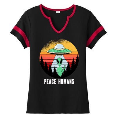 Alien Peace Humans Ladies Halftime Notch Neck Tee