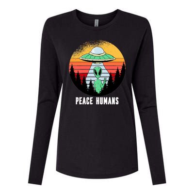 Alien Peace Humans Womens Cotton Relaxed Long Sleeve T-Shirt