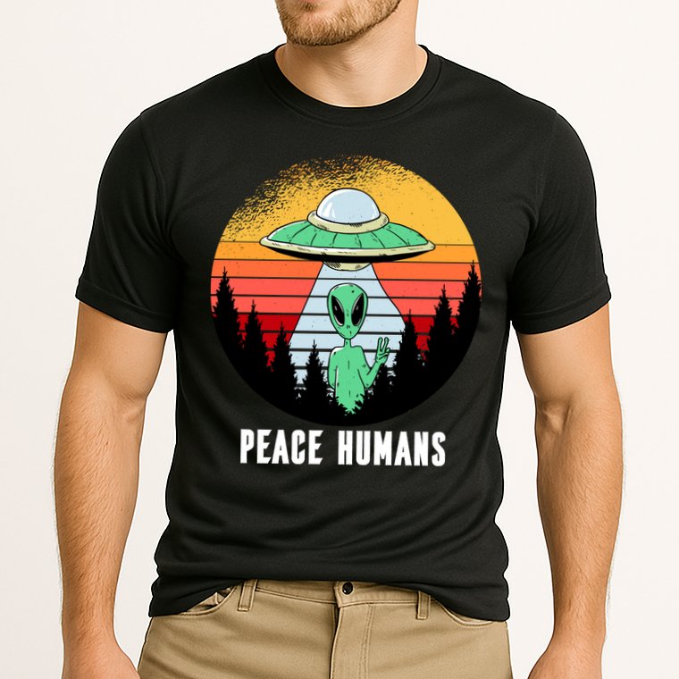 Alien Peace Humans Cooling Performance Crew T-Shirt