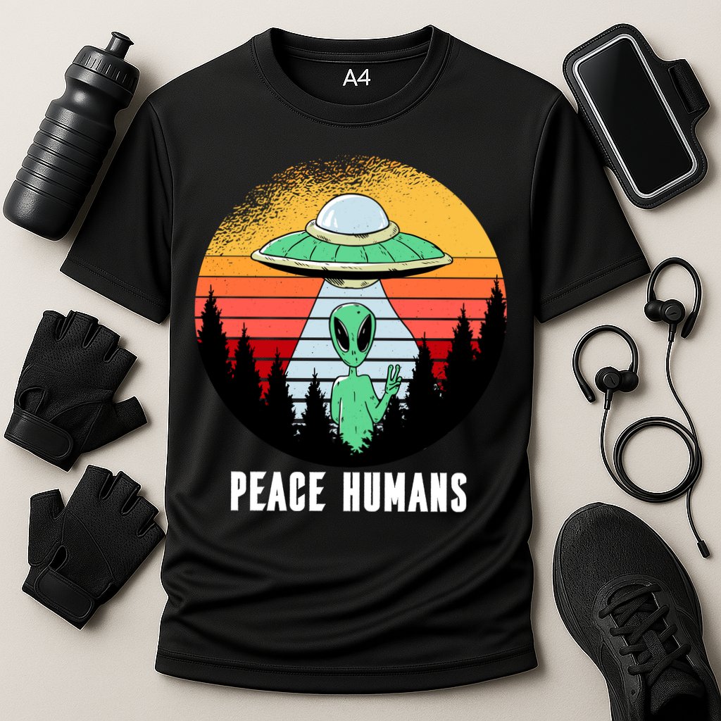 Alien Peace Humans Cooling Performance Crew T-Shirt