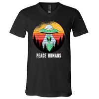 Alien Peace Humans V-Neck T-Shirt