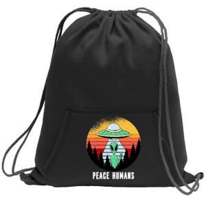 Alien Peace Humans Sweatshirt Cinch Pack Bag