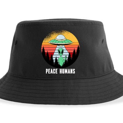 Alien Peace Humans Sustainable Bucket Hat