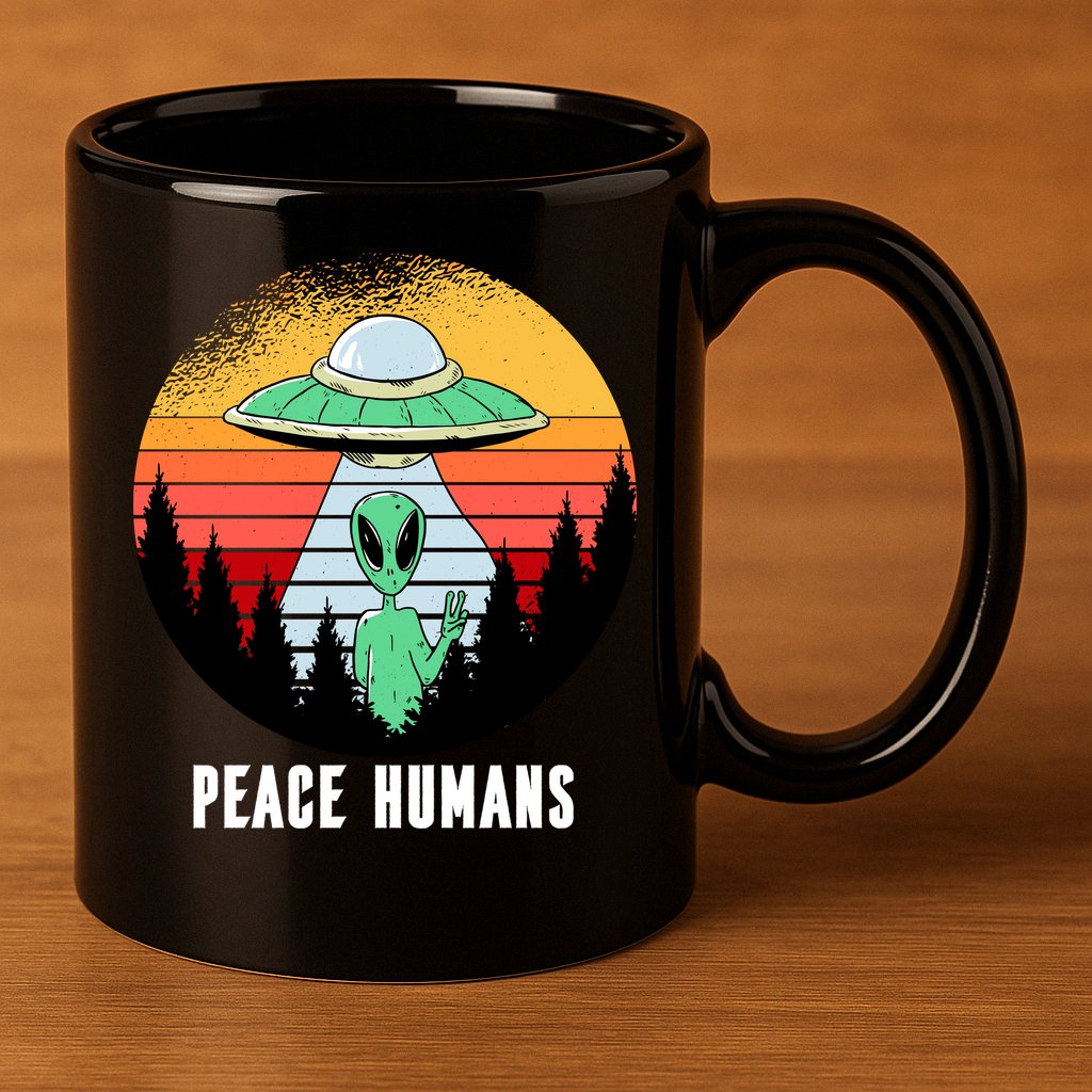 Alien Peace Humans 11oz C Handle Ceramic Mug
