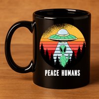 Alien Peace Humans 11oz C Handle Ceramic Mug