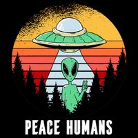 Alien Peace Humans Drawstring Bag